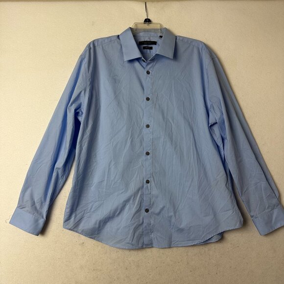 John Varvatos Button up shirt L/XL 17 32/33 light blue lightweight stretch - Picture 1 of 7